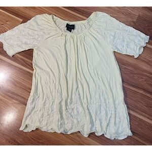 Anthropologie Liv Los Angeles Womens Med‎ Blouse Boho Embroidered Butter Yellow